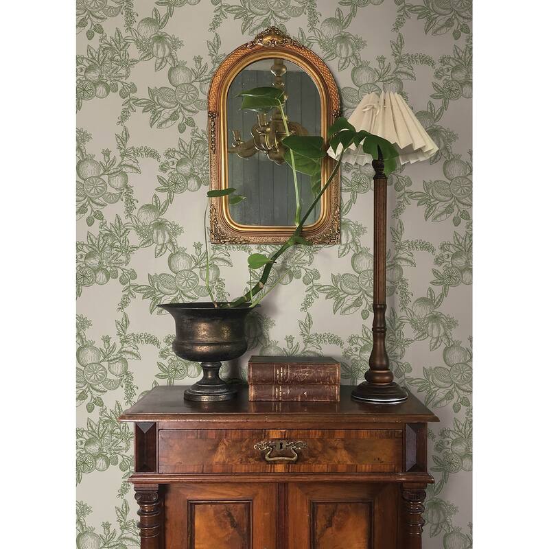 Chris Loves Julia x A-Street Prints Gerty Green Fruit Toile Wallpaper