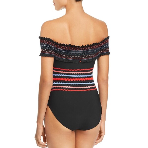 red carter smocked swimsuit