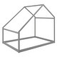 preview thumbnail 3 of 6, Gray Full Size Solid Wood House Bed with Roof