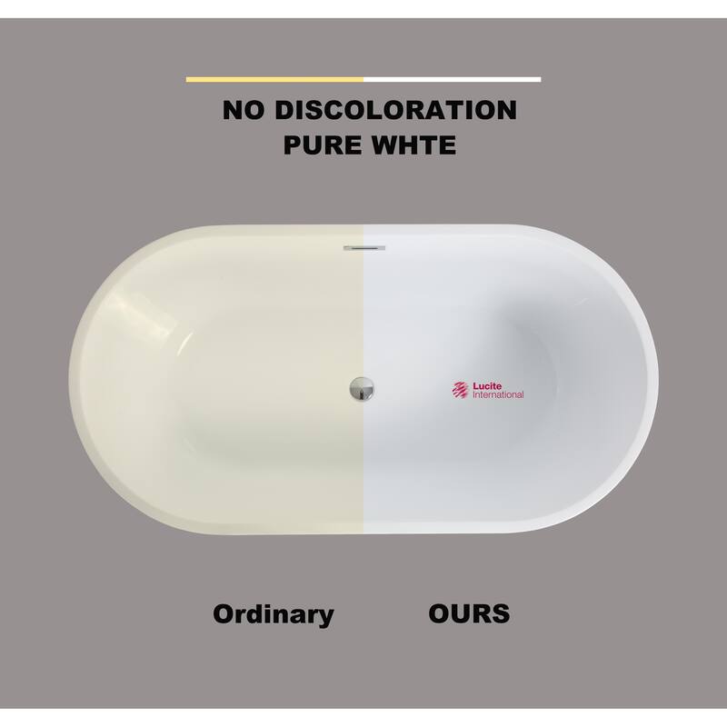 Acrylic Freestanding Soaking Bathtub with Chrome Overflow and Center Drain in Glossy White