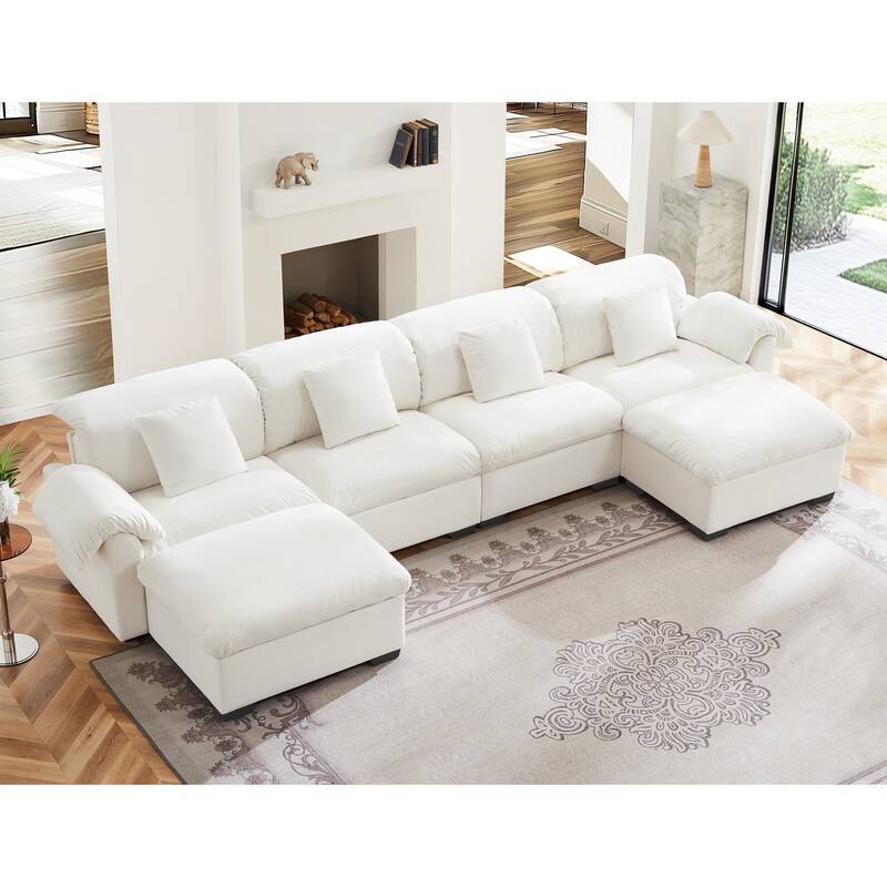 Velvet Fabric Modular Cloud Couch with Storage Seat,Free Combination