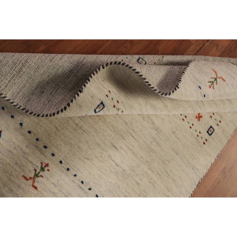 Tribal Gabbeh Oriental Foyer Rug Hand-Knotted Wool Carpet - 3'3"x 4'11"