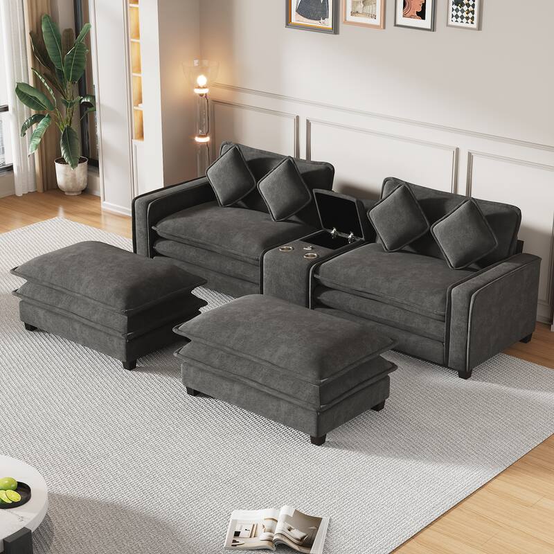 Stylish and Functional Sectional Sofa with Chenille Upholstery by Harper&Bright Designs