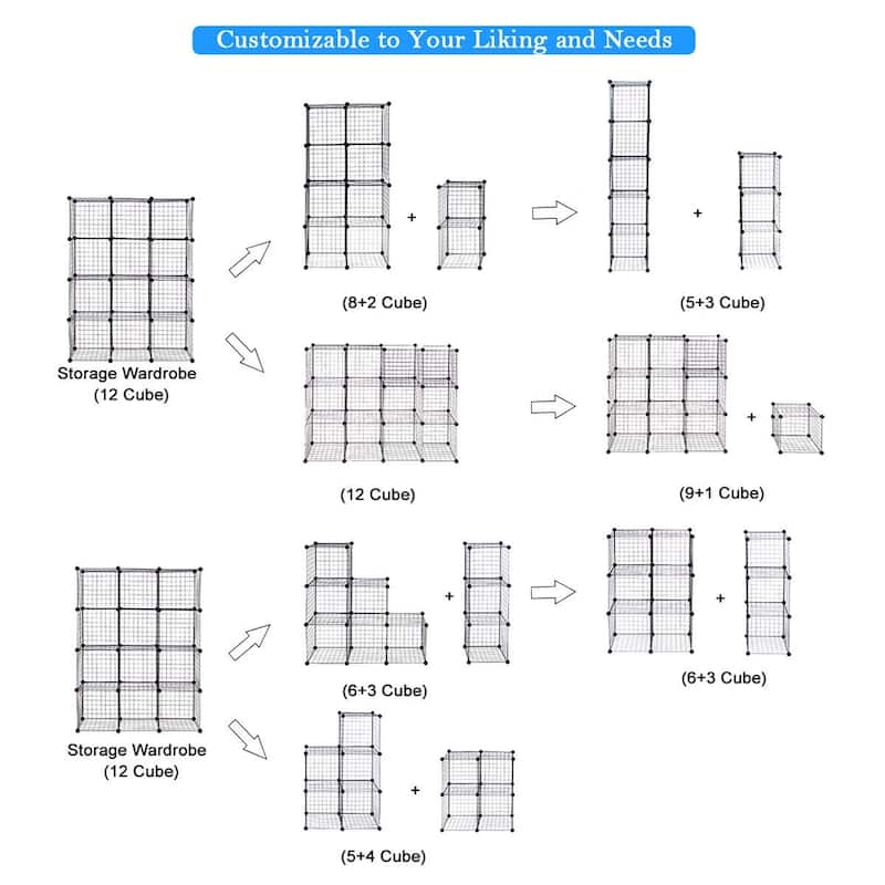 DIY 12 Cube Grid Wire Cube Shelves - 13.8" x 13.8"(L x W)