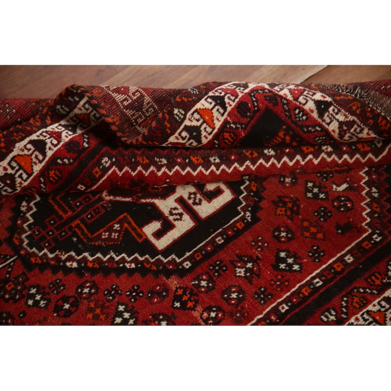 Vegetable Dye Qashqai Persian Vintage Rug Hand-knotted Wool Carpet - 3'6"x 5'3"