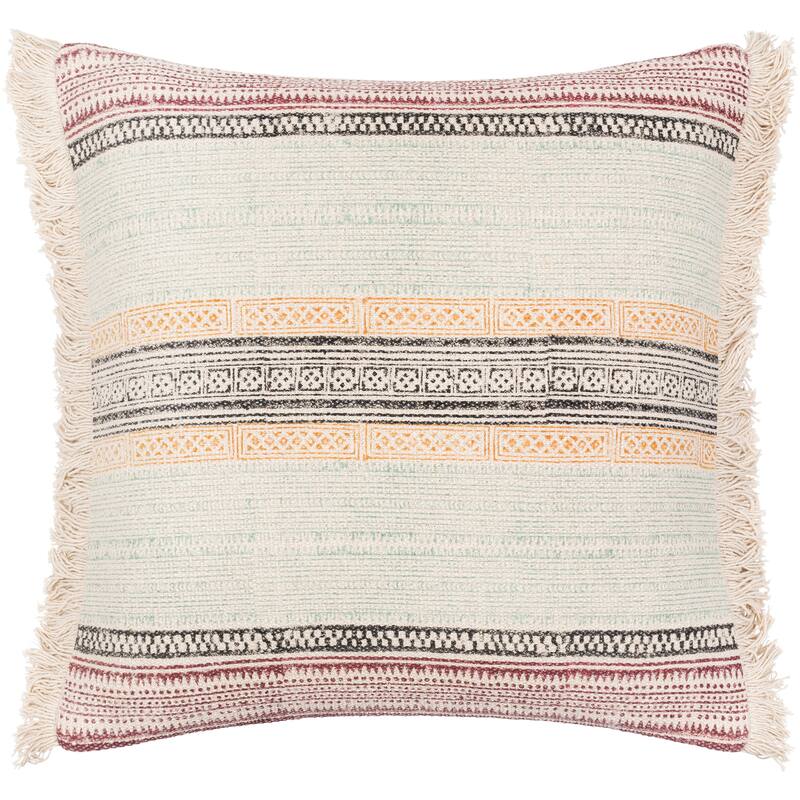 Zeba Block Horizontal Stripe Bohemian Throw Pillow or Cover