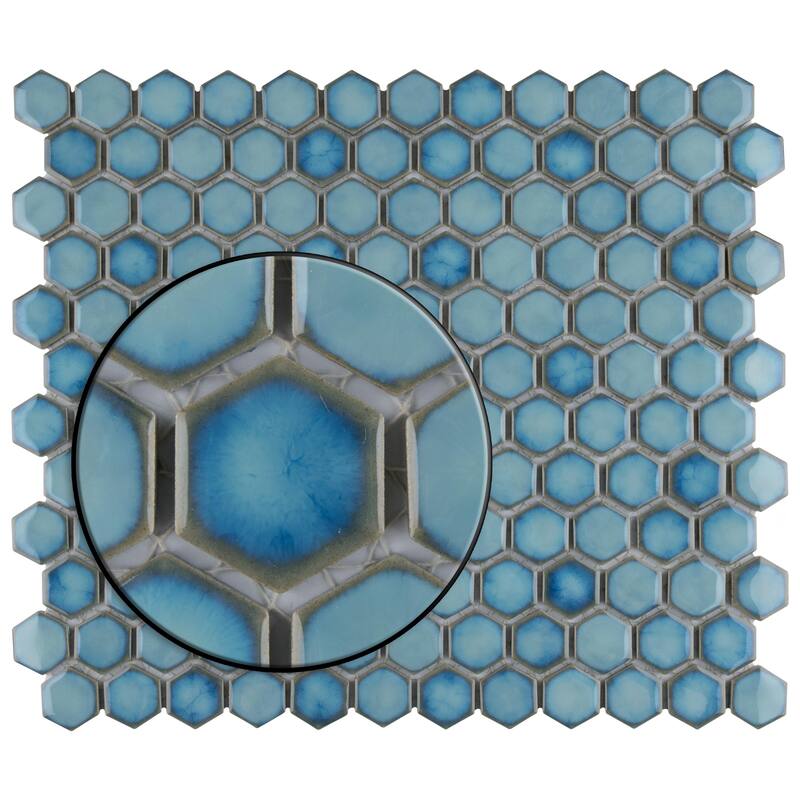Merola Tile Hudson 1" Hex Marine 11-7/8" x 13-1/4" Porcelain Floor and Wall Tile