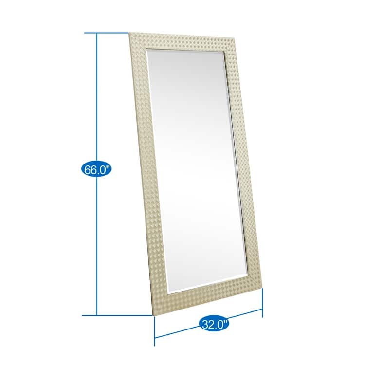 Beaded Framed Leaner Mirror Beaded Full Length Mirror Wooden Frame Bathroom Mirror 66" x 32" Large Framed Decor
