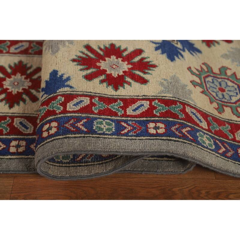 Large Geometric Kazak Oriental Area Rug Handmade Wool Carpet - 9'9" x 13'9"