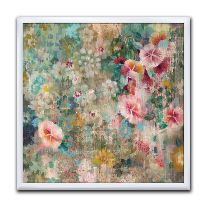 Designart "Flower Shower III" Farmhouse Framed Art Print