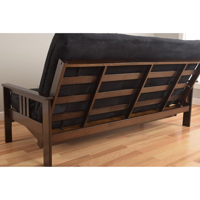 Somette Beli Mont Espresso Finish Futon Set with Linen Mattress and Storage Drawers