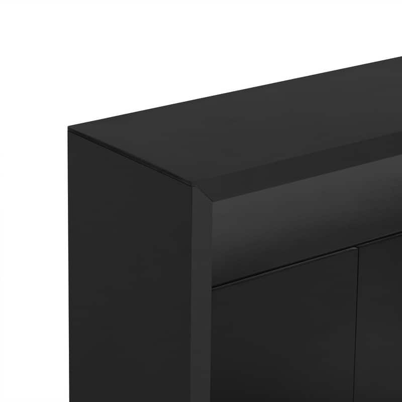Modern Solid Wood Veneer Sideboard with Open Shelf for Stylish Home Storage Solutions