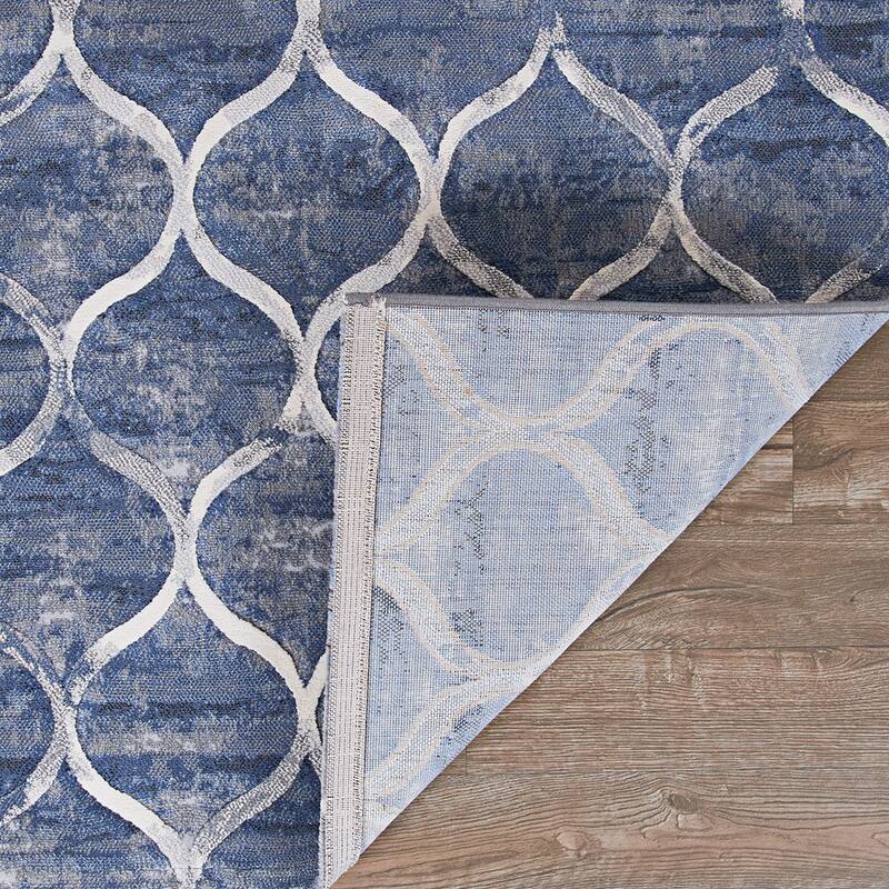 Dream Decor Rugs Provencal Kiss Blue Trellis Area Rug