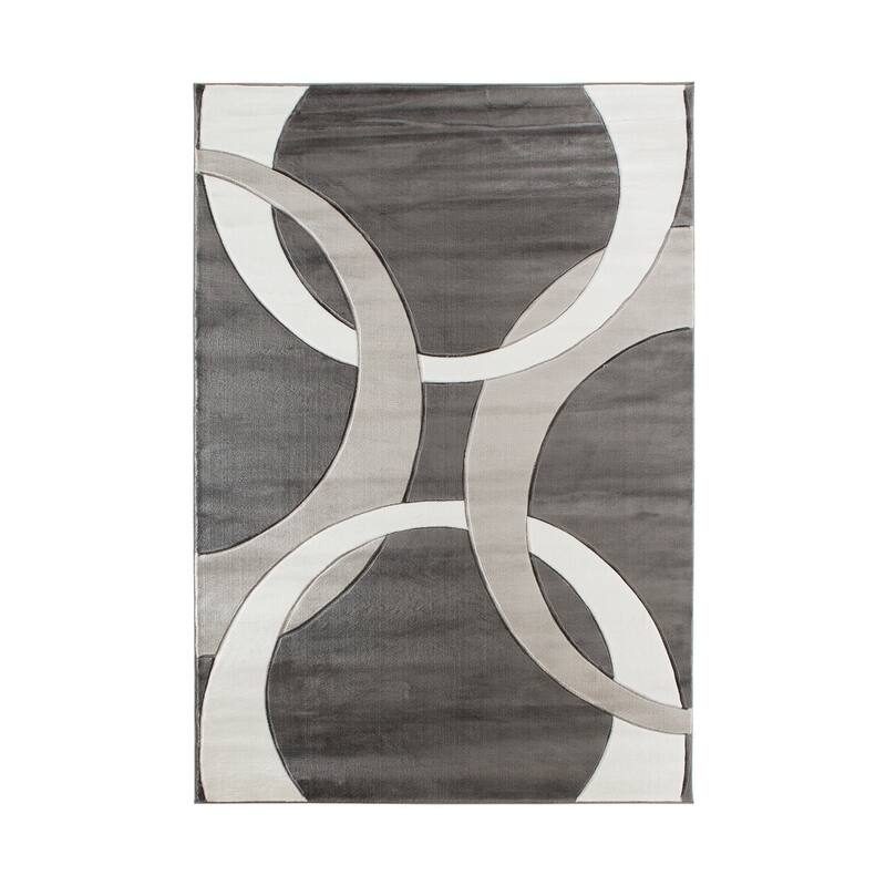 Orelsi Ivory/Grey Polyester Area Rug