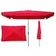 10FT x 6.5FT Outdoor Rectangular Patio Market Tilt Umbrella with Crank and Push Button - Red