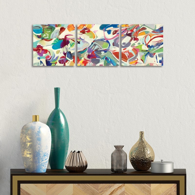 iCanvas "Boldly On" by Lisa Ridgers 3-Piece Canvas Wall Art Set - 12x36x1.5