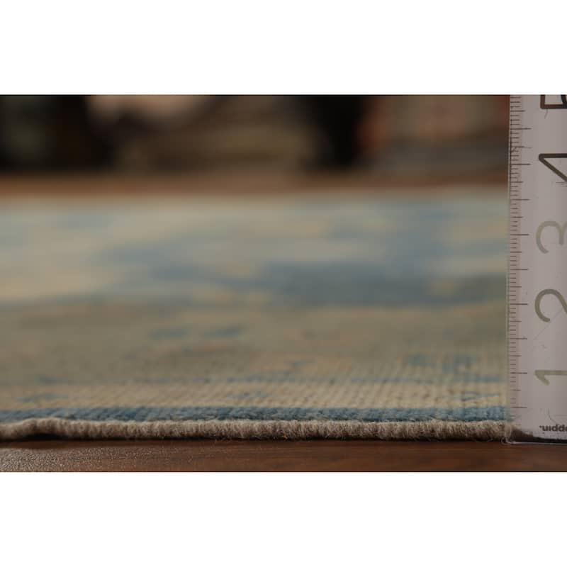 Hand Knotted Oriental 100% Wool Carpet Transitional All-Over Navy Blue & Blues Oushak Area Rug - 10' 0'' X 8' 0''