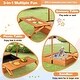 preview thumbnail 3 of 4, Kids Wooden Sandbox w/ Canopy Foldable Picnic Table & Bench w/ Sandpit