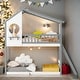 preview thumbnail 14 of 21, Playhouse-inspired Twin Over Twin Bunk Bed Wood Bed With Ladder and Roof and Windows Design