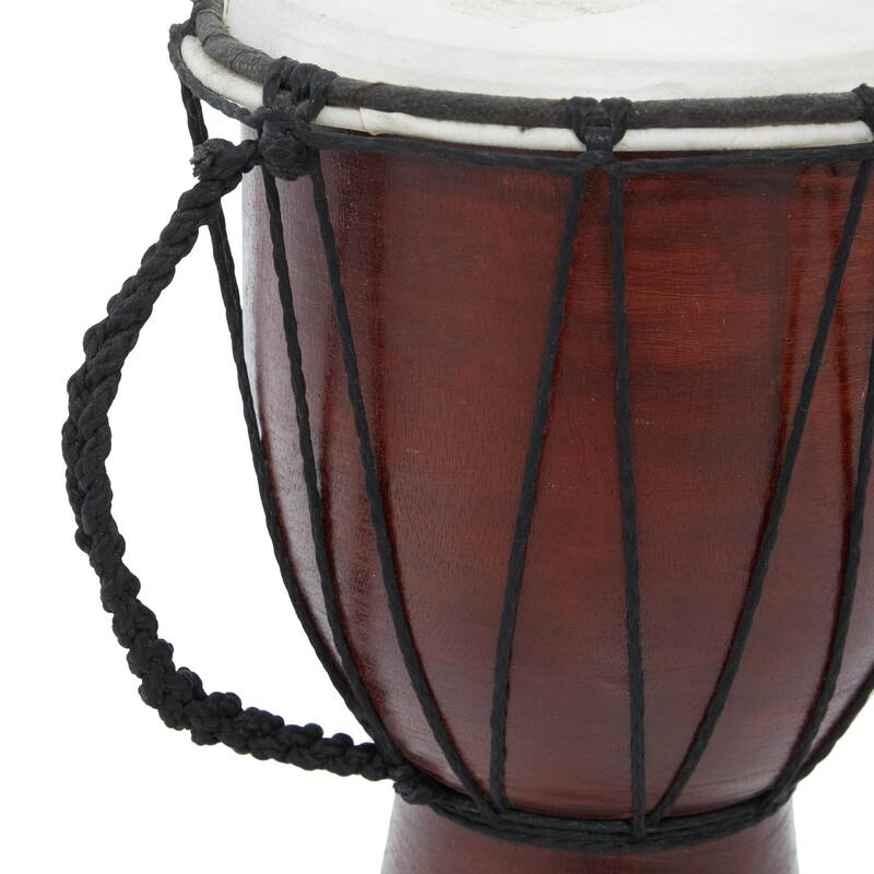 Wood Drum Handmade Djembe Decorative Sculpture with Rope Accents - Brown - Roche River Decor