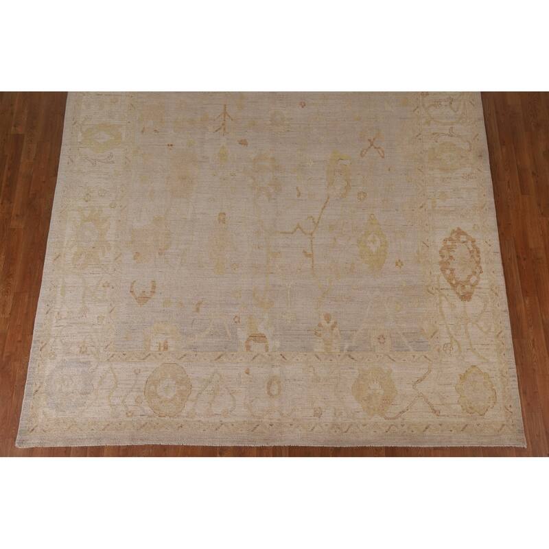 Vegetable Dye Oushak Turkish Area Rug Handmade Floral Wool Carpet - 8'8"x 11'9"