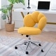 preview thumbnail 21 of 78, Criss Cross Chair with Wheels, Teddy Fabric Home Office Chair, 360°Swivel Height Adjustable Swivel Vanity Chair - N/A Yellow