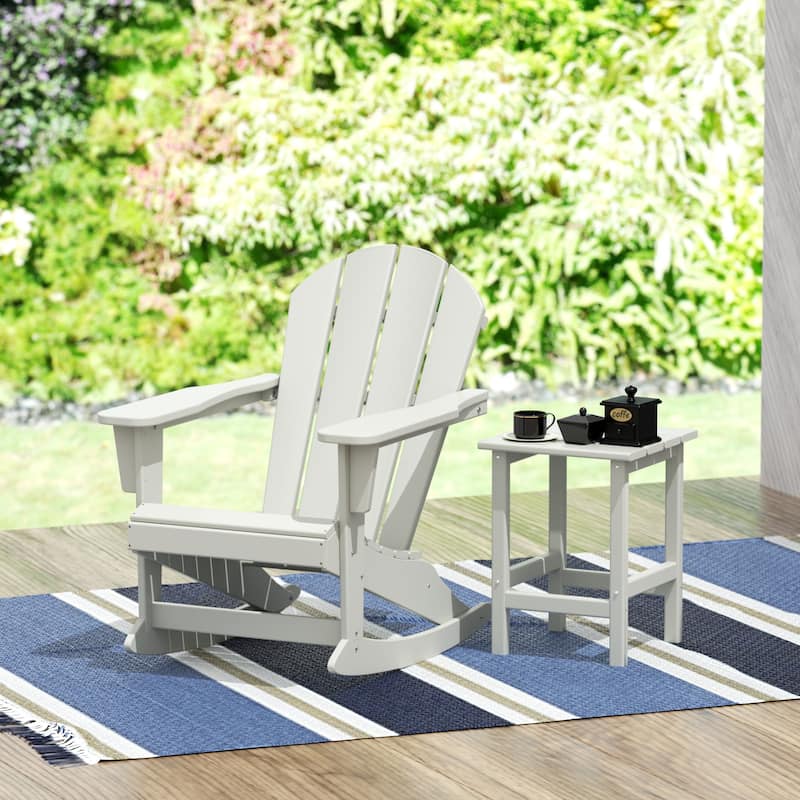 Polytrends Laguna Hdpe All Weather Outdoor Patio Rocking Chair With Side Table (2-Piece Set) - Sand
