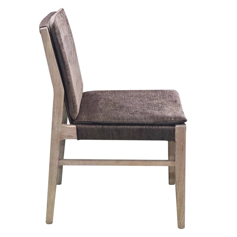 Lily Dining Side Chair Set of 2, Padded, Gray Fabric, Ash Wood Frame