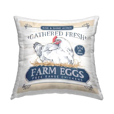 Stupell Rustic Farm Eggs Ad Printed Throw Pillow by Mollie B.