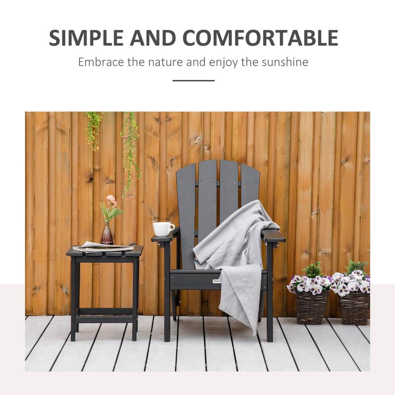 Outsunny Plastic Adirondack Chair, HDPE Fire Pit Chair with High Back for Backyard, Garden