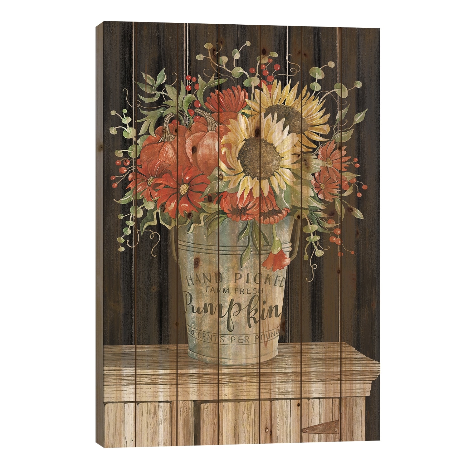 Colors Of Fall Floral Print On Wood by Cindy Jacobs - Multi-Color