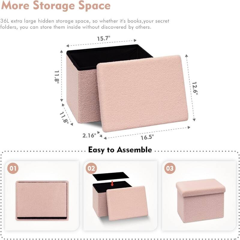Small Ottomans Foldable16.5"x12.6"x12.6"