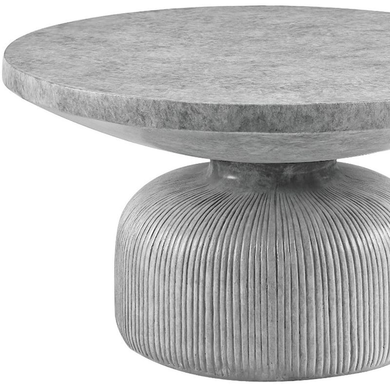 HomeRoots 30" Gray Cement Round Pedestal Coffee Table - 30' X '17' X '30