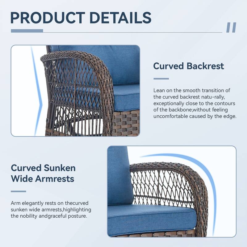 Gymojoy Patio Furniture Set Outdoor Wicker Swivel Glider Chairs Set