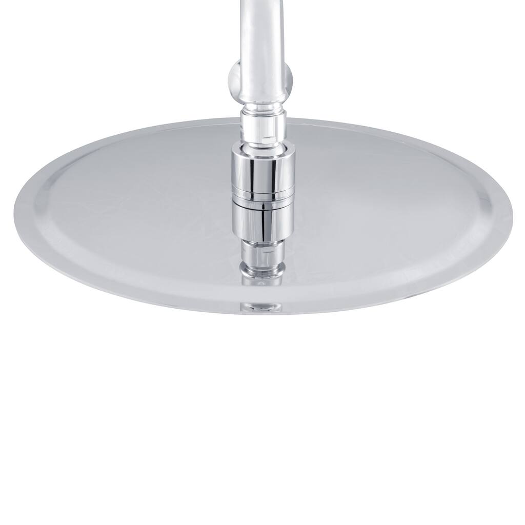 10-in Low Profile Rain Showerhead with Swivel Ball Joint and Soft Silicone Tips Polished Stainless Steel