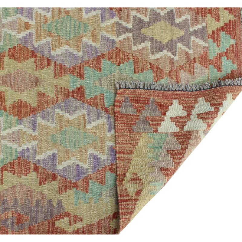 Sun Faded Flatweave Marisol Rust/Green Runner - 2'9" x 9'9"