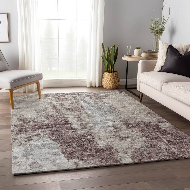 Premium Washable Super Soft Abstract Contemporary Mayfield Rug - Plum - 10' x 14' - Rectangle