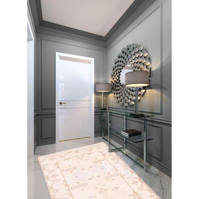 ECARPETGALLERY Hand-knotted Royal Oushak Light Khaki Wool Rug - 2'6 x 13'7