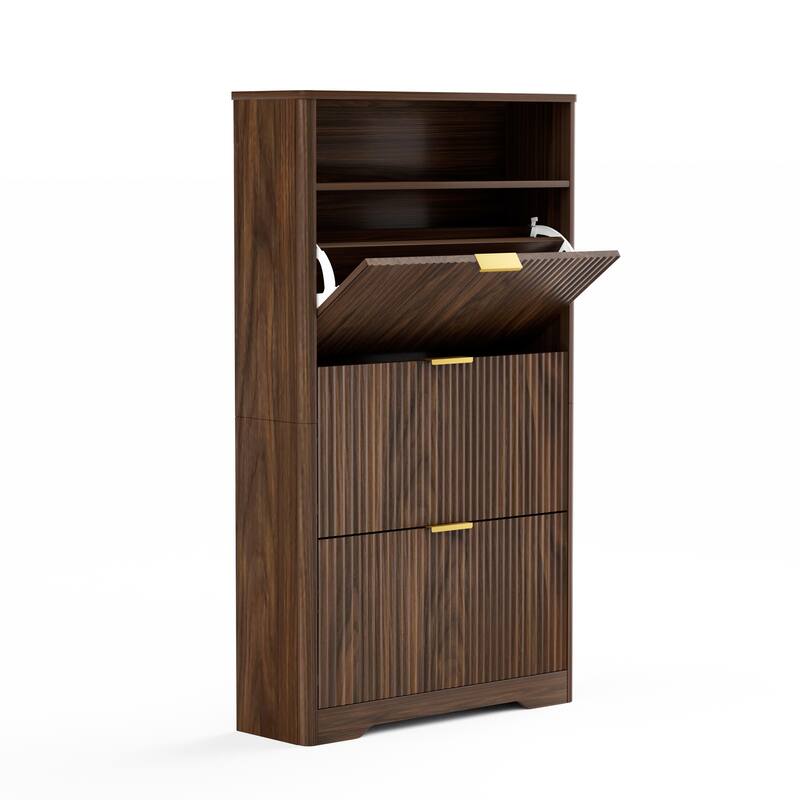 Shoe Cabinet Storage for Entryway Hidden Shoes Storage Cabinet with 3 Flip Drawers, Tall Free Standing Shoe Organizer Rack