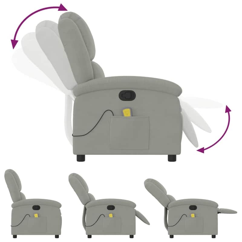 vidaXL Massage Recliner Chair Wingback Reclining Armchair for Elderly Velvet