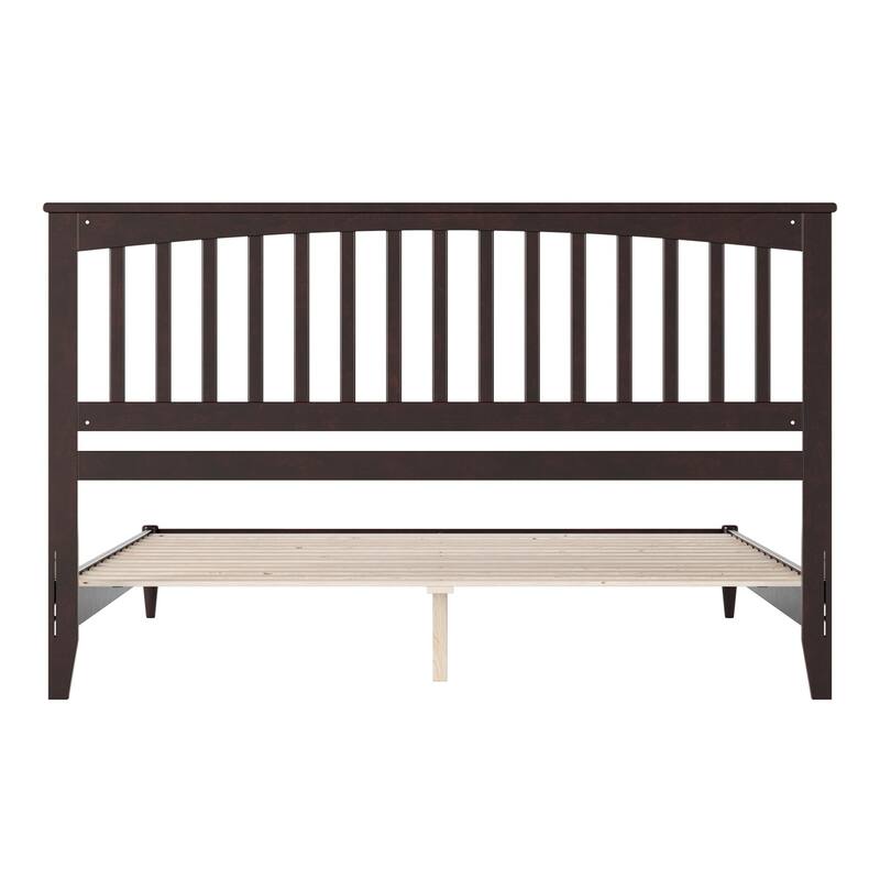 King Size Platform Bed - Solid Wood Low Profile Bed Frame - Espresso Finish