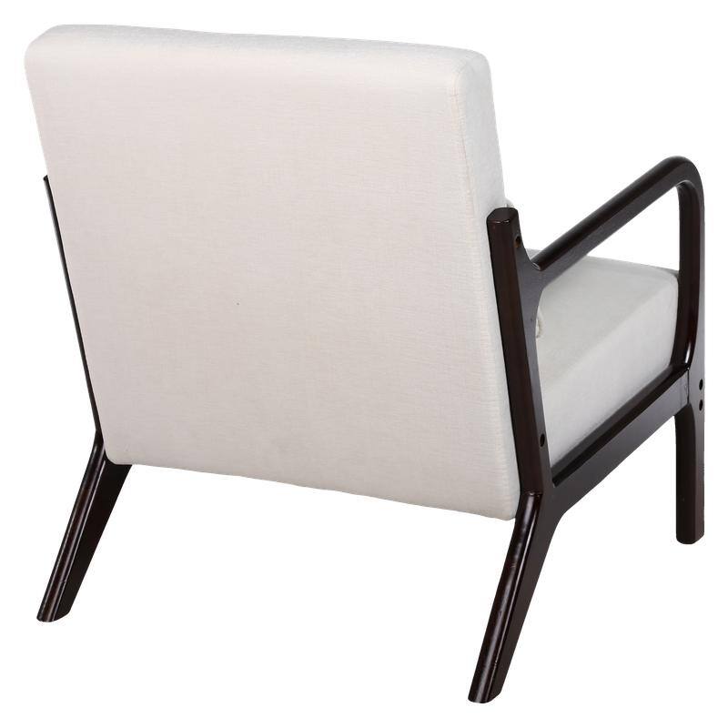 Mid-Century Modern Accent Chair with Solid Wood Frame and Detachable Lumbar Pillow for Living Room or Bedroom