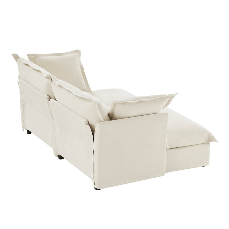 83.4" Chenille 2-Seater Sectional Sofa with Ottomans