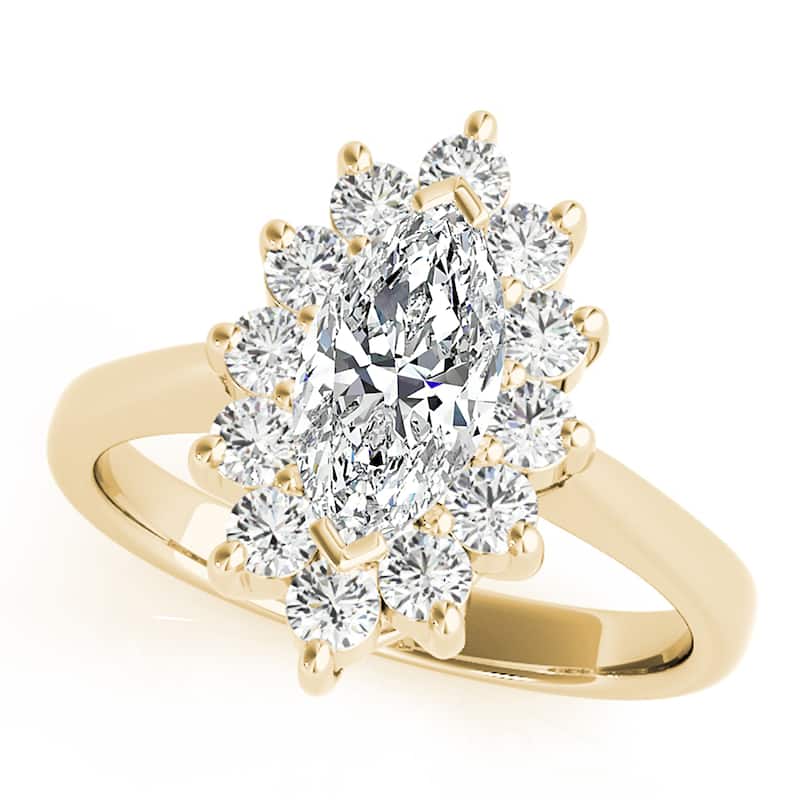 Auriya 14k Yellow Gold Lab Grown Marquise Diamond Halo Engagement Ring 0.50 to 5.00 ct. tw. (F-G VS) - 4.00 ct. center - 6
