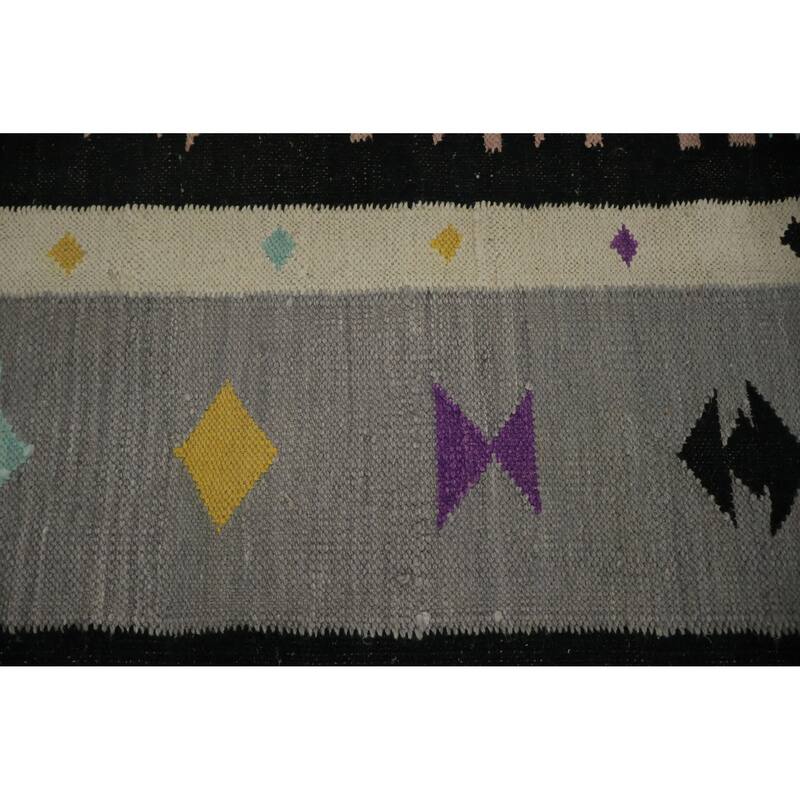 Hand Woven Oriental 100% Wool Carpet Southwestern Tribal Navy Blue & Blues Kilim Area Rug - 10' 0'' X 8' 5''