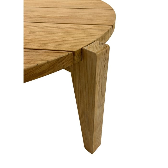 Nordic Teak Natural Wood Indoor or Outdoor Circular Coffee Table - 25-33"