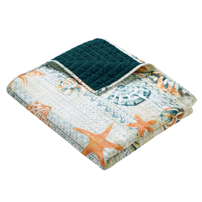 Greenland Home Kona Cotton-Rich Quilted Coastal Throw Blanket