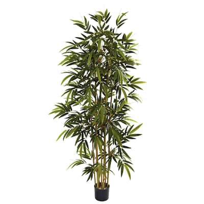 Artificial Bamboo Tree 6FT Indoor, Realistic Faux Bamboo Plant with Planter, Home Office Decor Floor Plant - 6ft.
