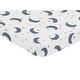 preview thumbnail 2 of 1, Moon and Star Baby Boy or Girl Fitted Mini Portable Crib Sheet For Portable Crib - Navy Blue Gold Watercolor Celestial Sky