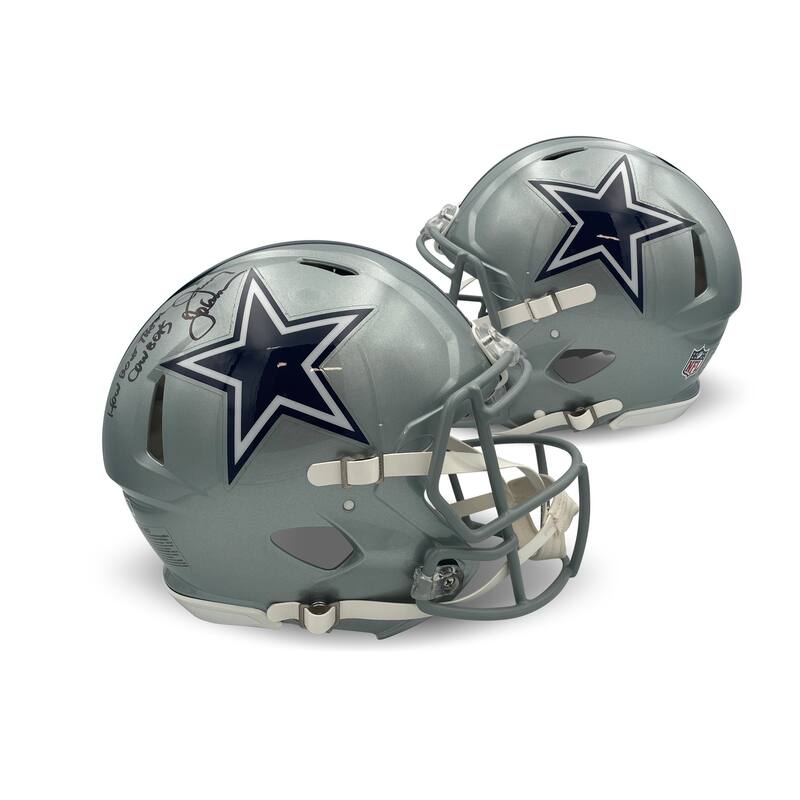 Jimmy Johnson Autographed Dallas Cowboys Signed Full Size Authentic Football Helmet HOW BOUT THEM COWBOYS Beckett COA